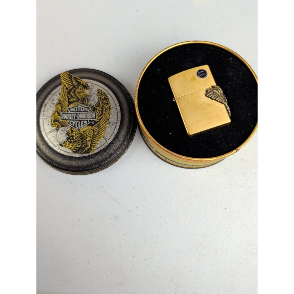 Harley Davidson Logo And Wings Zippo Lighter Wrap Around With Tin New In Box